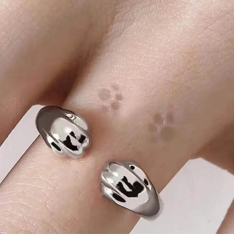 Anillo con forma de pata de gato kawaii