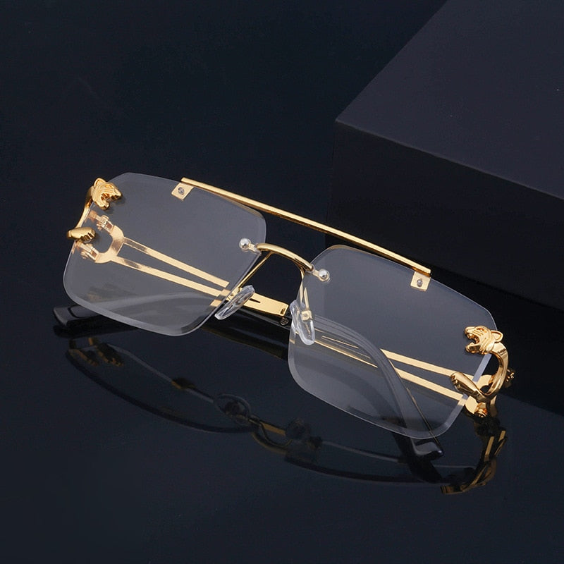 Gradient Frame Double Bridge Rimless Sunglasses