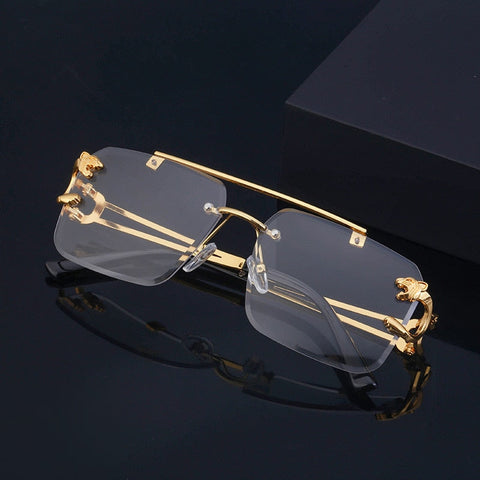 Gradient Frame Double Bridge Rimless Sunglasses