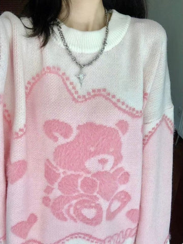 Kawaii Rosa Bärenpullover