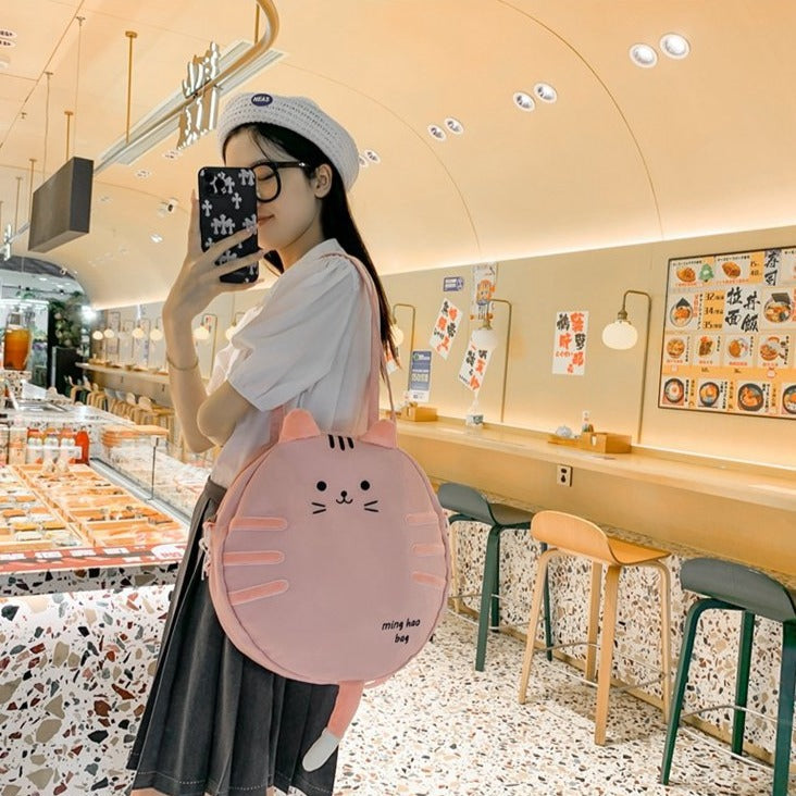 Bolso circular con forma de gato kawaii