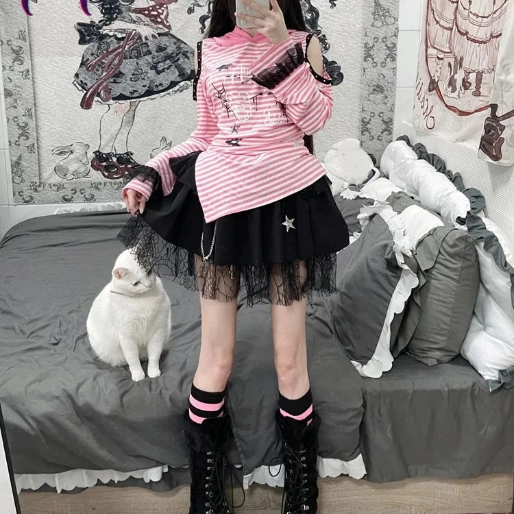 Sudadera con capucha y orejas de conejo kawaii Y2K