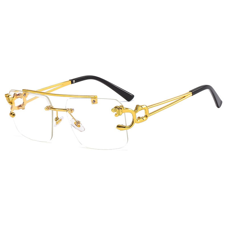 Gradient Frame Double Bridge Rimless Sunglasses