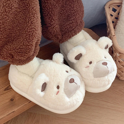 Pantuflas de invierno con forma de oso kawaii