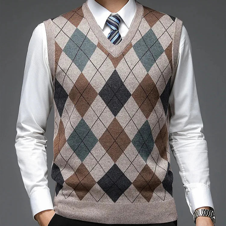 Atticus - Men's Argyle Knitted Sweater Vest