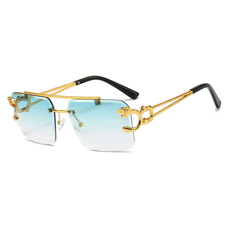 Gradient Frame Double Bridge Rimless Sunglasses