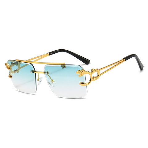 Gradient Frame Double Bridge Rimless Sunglasses