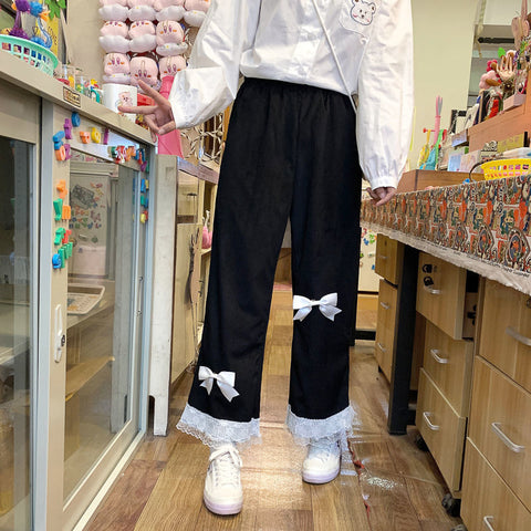 Pantalones de cintura alta japoneses kawaii