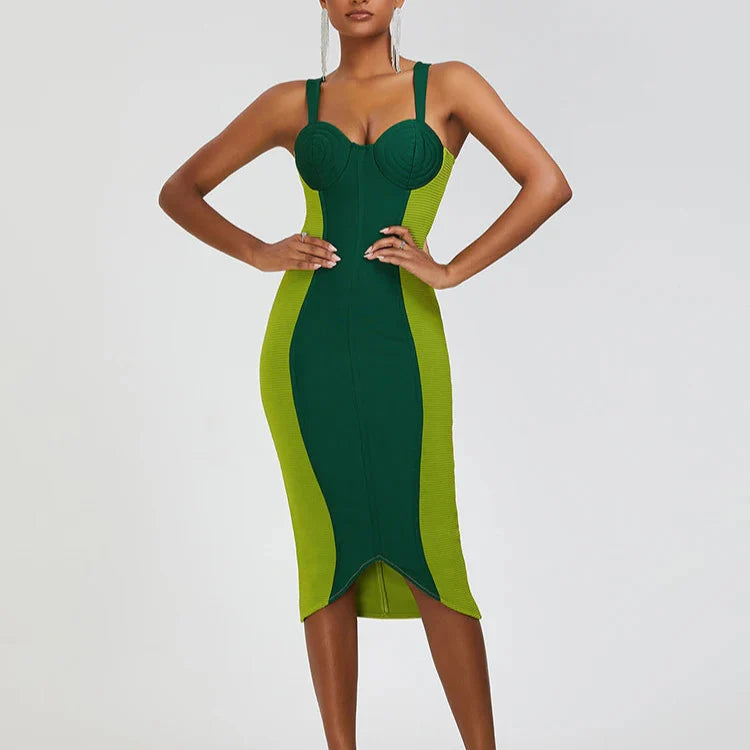 Delfina - Green Fishtail Bandage Dress