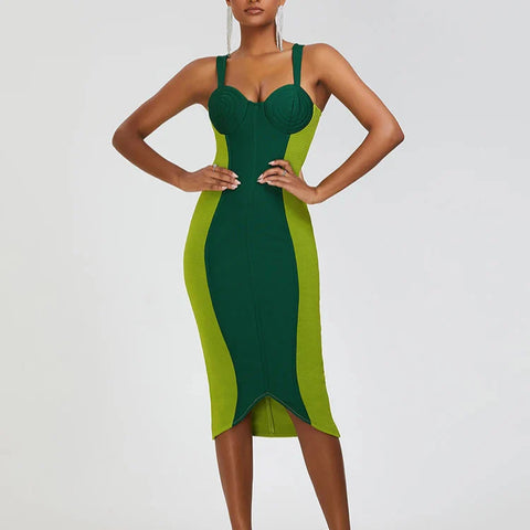 Delfina - Green Fishtail Bandage Dress