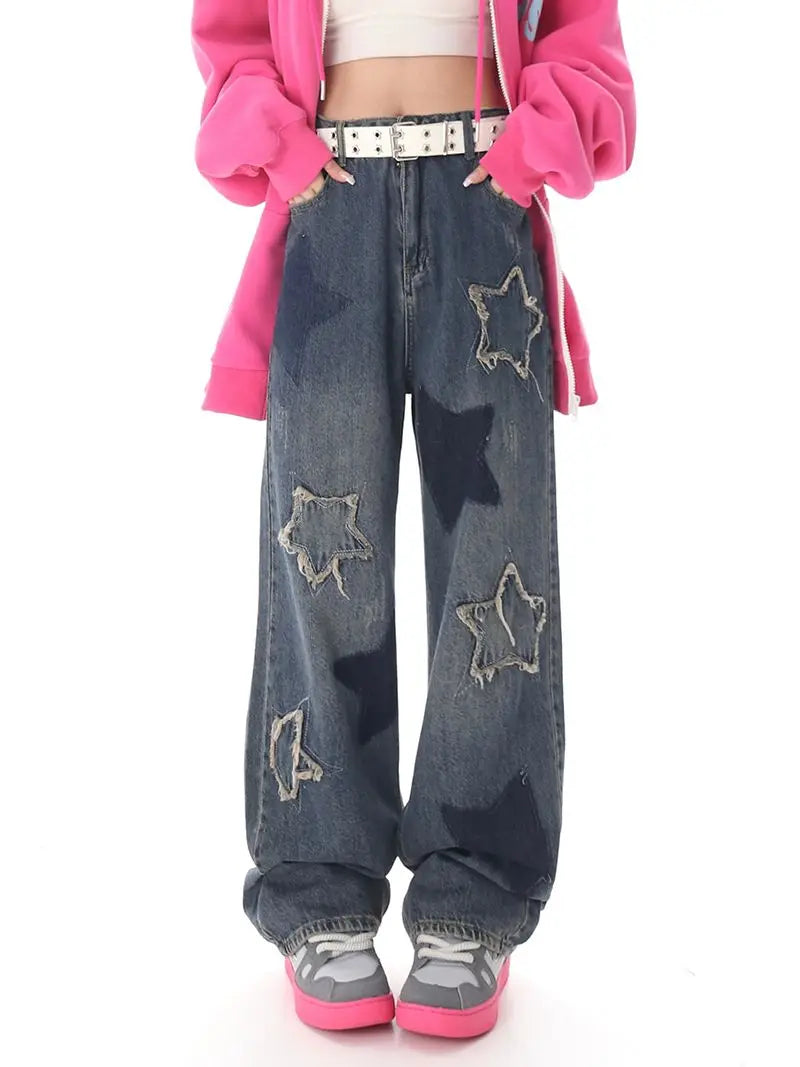 Y2K verwaschene Straight Jeans