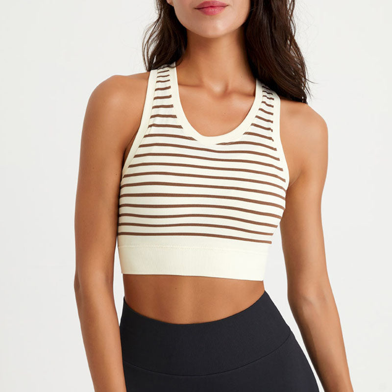 Striped O-Neck Women’s Sports & Fitness Top