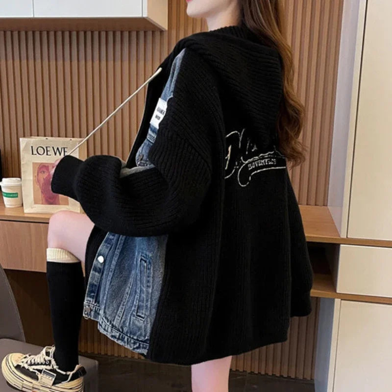 Cozy Knitted Denim Jacket