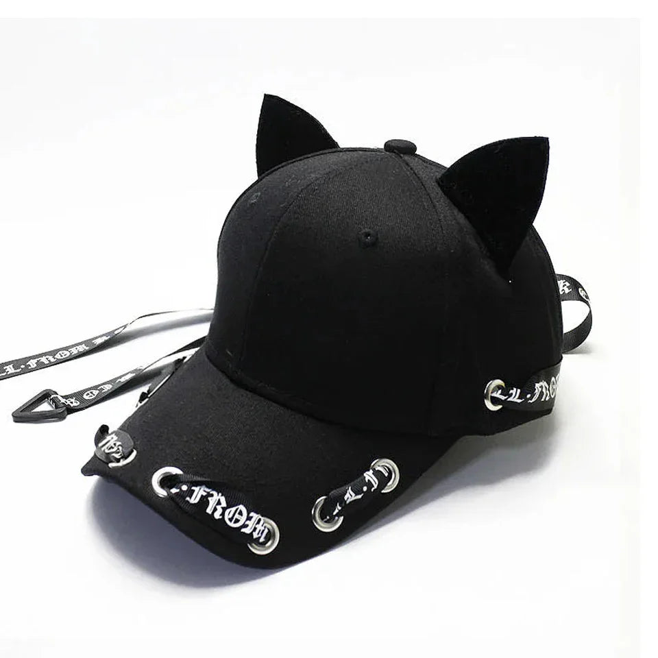 Dark Cat Ears Baseball Hat