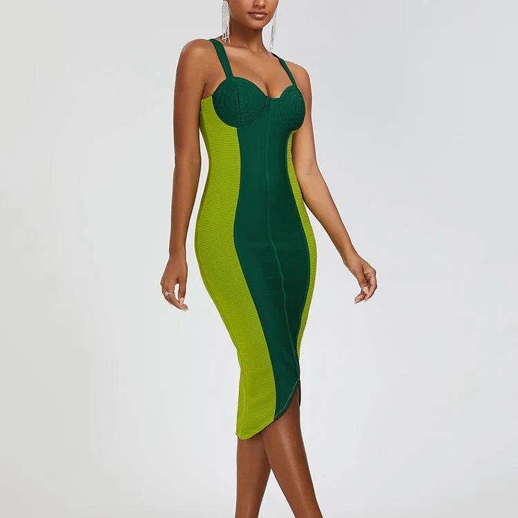 Delfina - Green Fishtail Bandage Dress