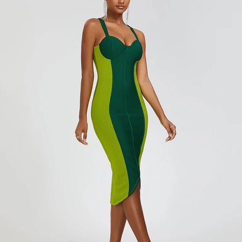 Delfina - Green Fishtail Bandage Dress
