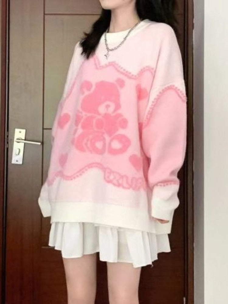 Kawaii Rosa Bärenpullover