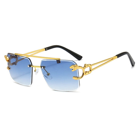 Gradient Frame Double Bridge Rimless Sunglasses