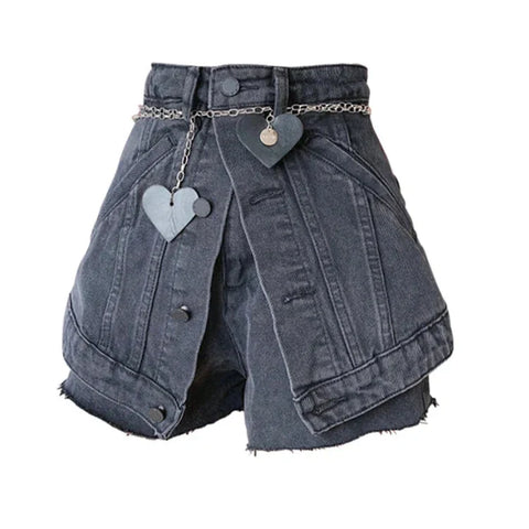 Y2K-Jeansshorts mit hoher Taille