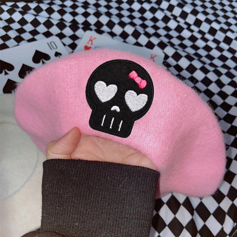 Boina con corazón rosa Y2K de Harajuku