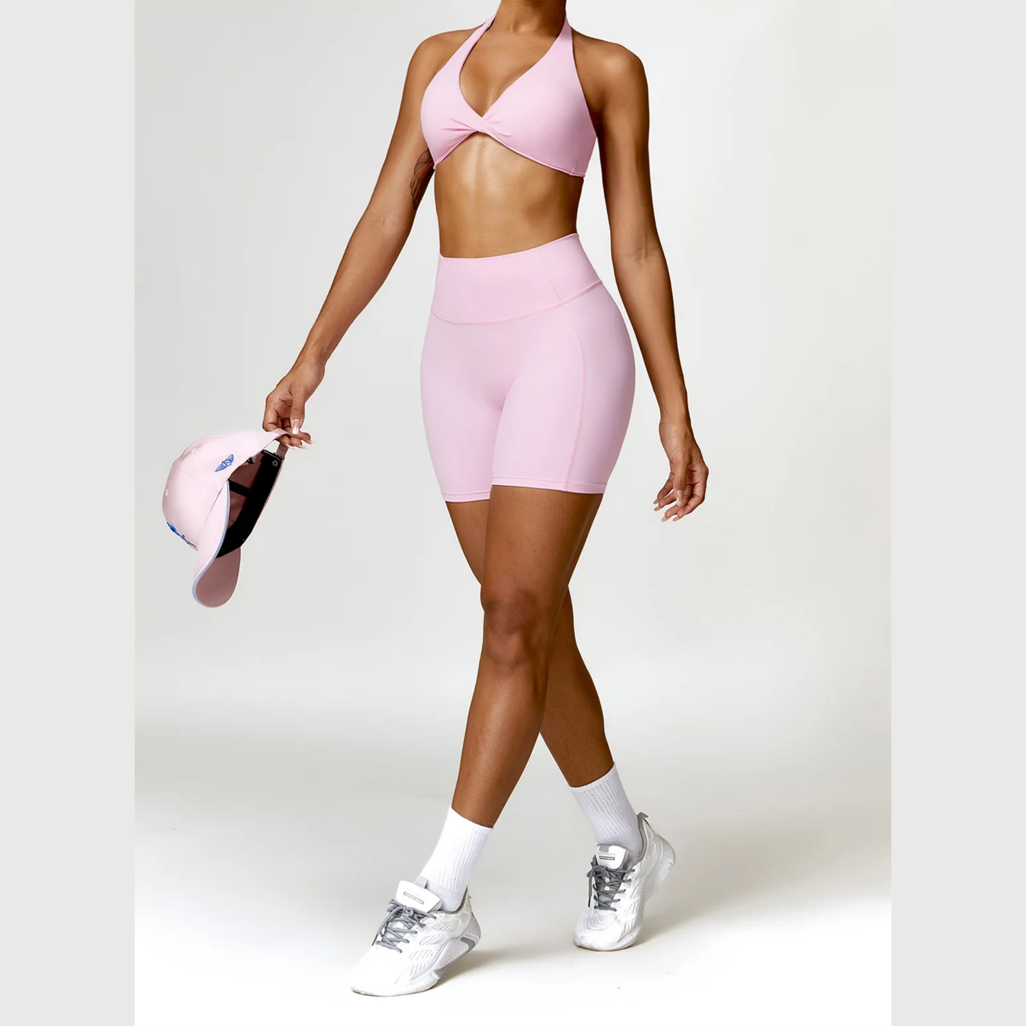 Seamless Halter Neck Bra & High Waist Shorts Activewear Set