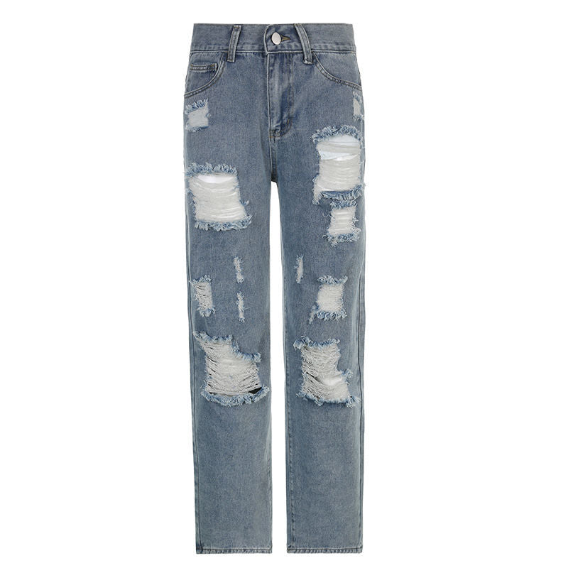 Zerrissene Straight Jeans