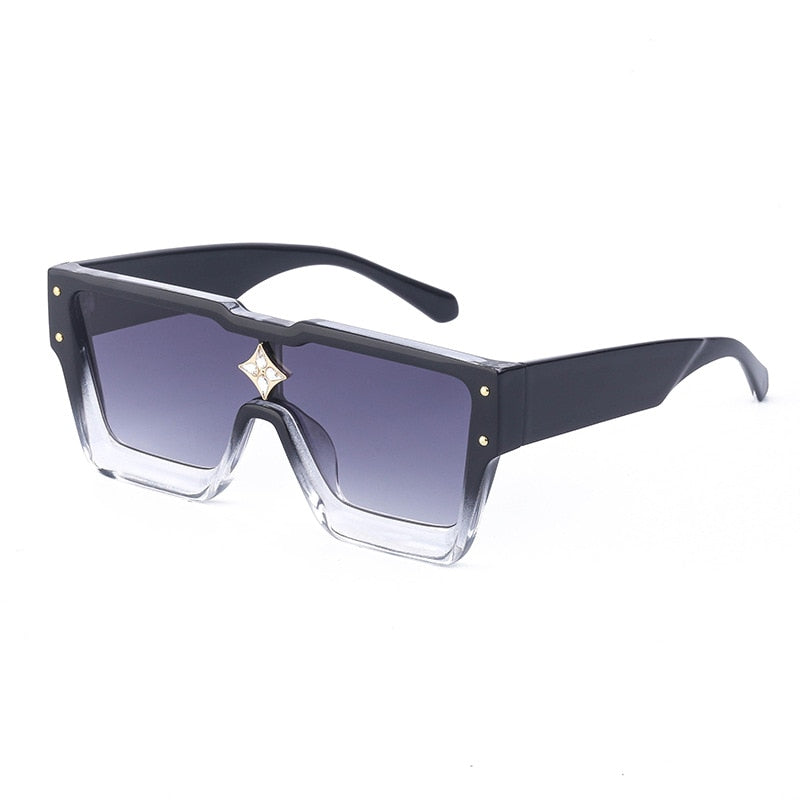 Oversized Crystal Frame Squared Sunglasses