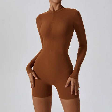 Karina - Long Sleeve Zipper Active Romper