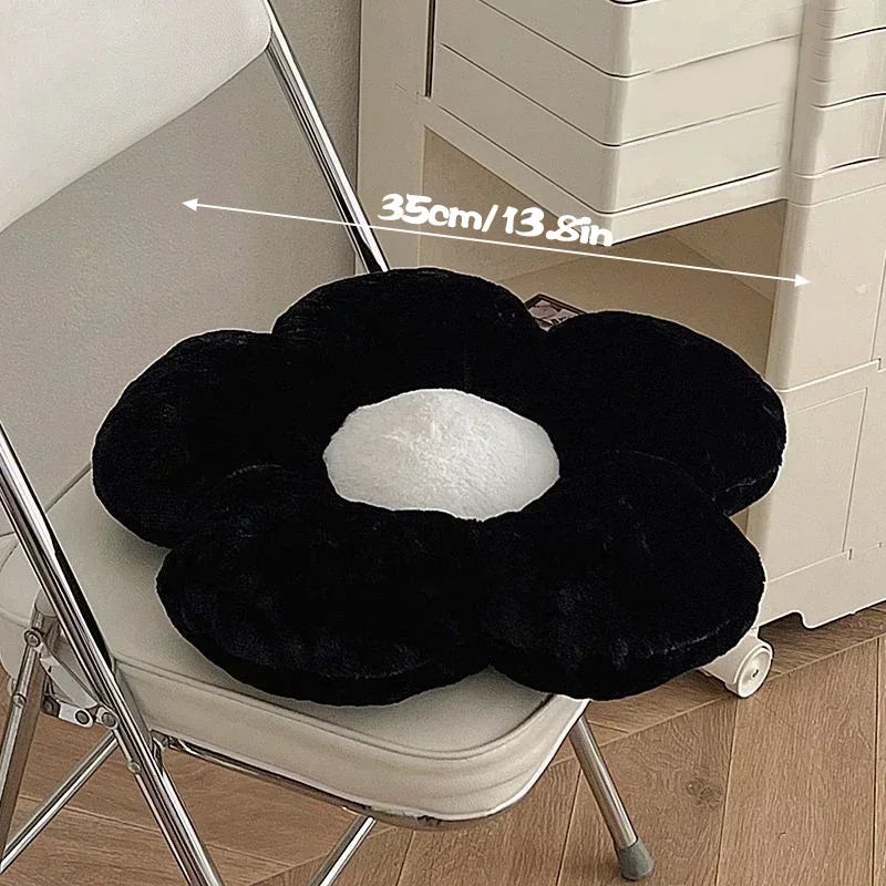 Cute Black & White Flower Soft Pillow