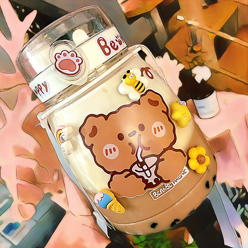 Botella de agua con animales kawaii