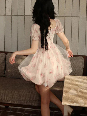 Cute Korean Floral Mini Dress