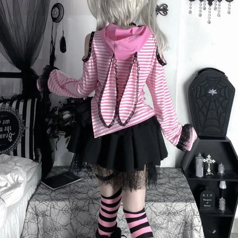 Y2K Kawaii Hasenohren Hoodie