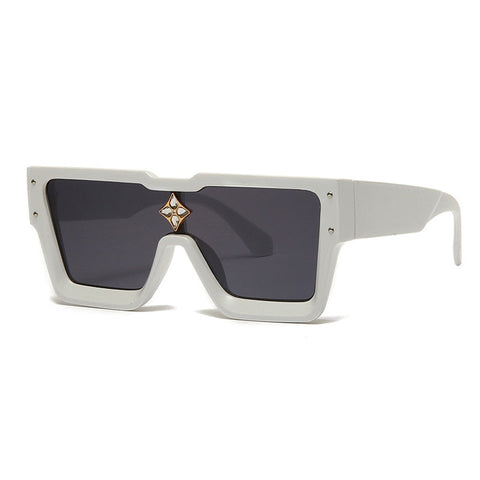 Oversized Crystal Frame Squared Sunglasses