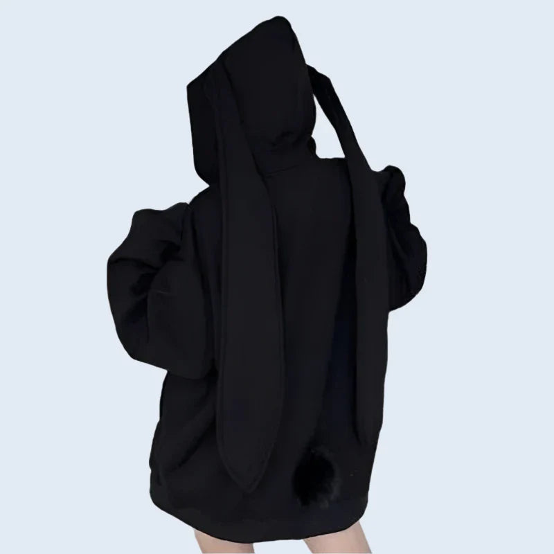 Cute Harajuku Rabbit Ears Zip Hoodie