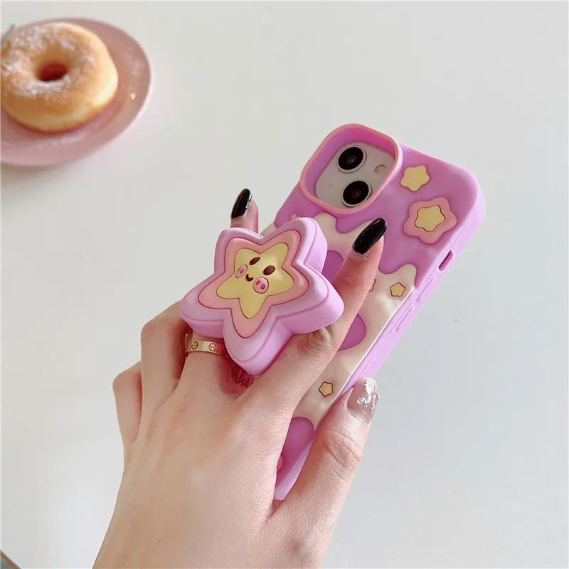 Funda para iPhone con estrellas 3D kawaii