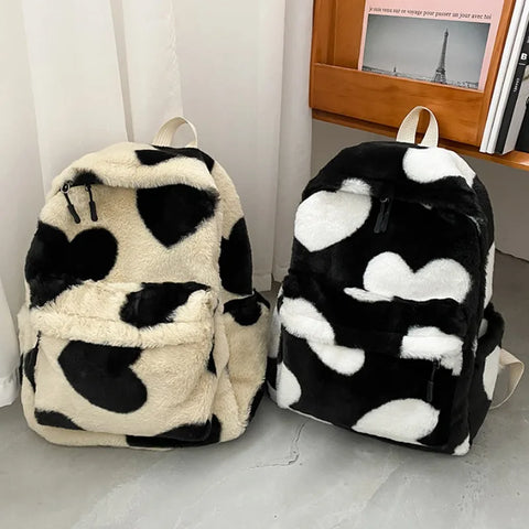 Cute Plush Heart Backpack