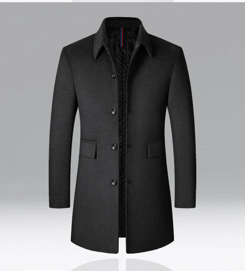 Apollo - Men's Mid Wool Collared Coat