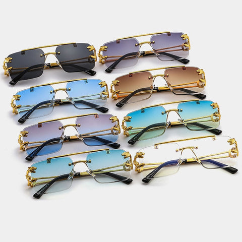 Gradient Frame Double Bridge Rimless Sunglasses