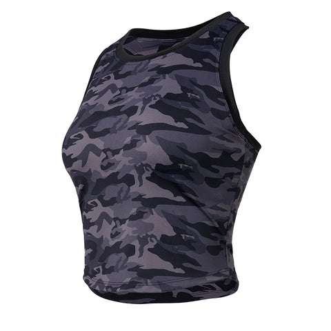 Camo Slim Fit Damen Sport- und Fitness-Top