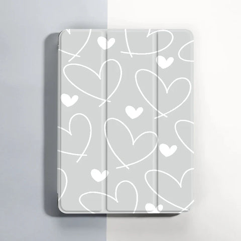 Funda para iPad con diseño minimalista de garabatos de amor