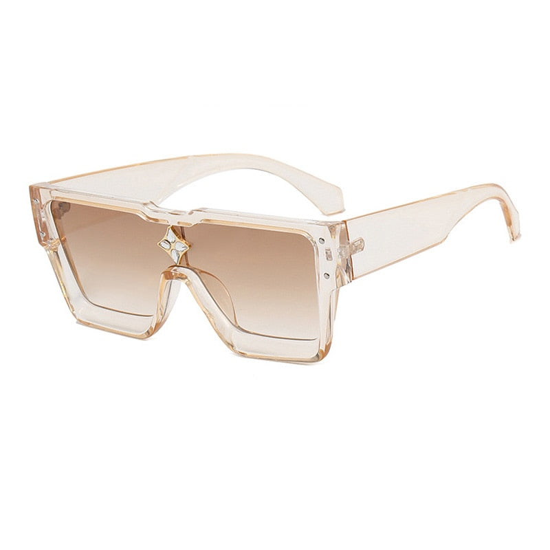 Oversized Crystal Frame Squared Sunglasses