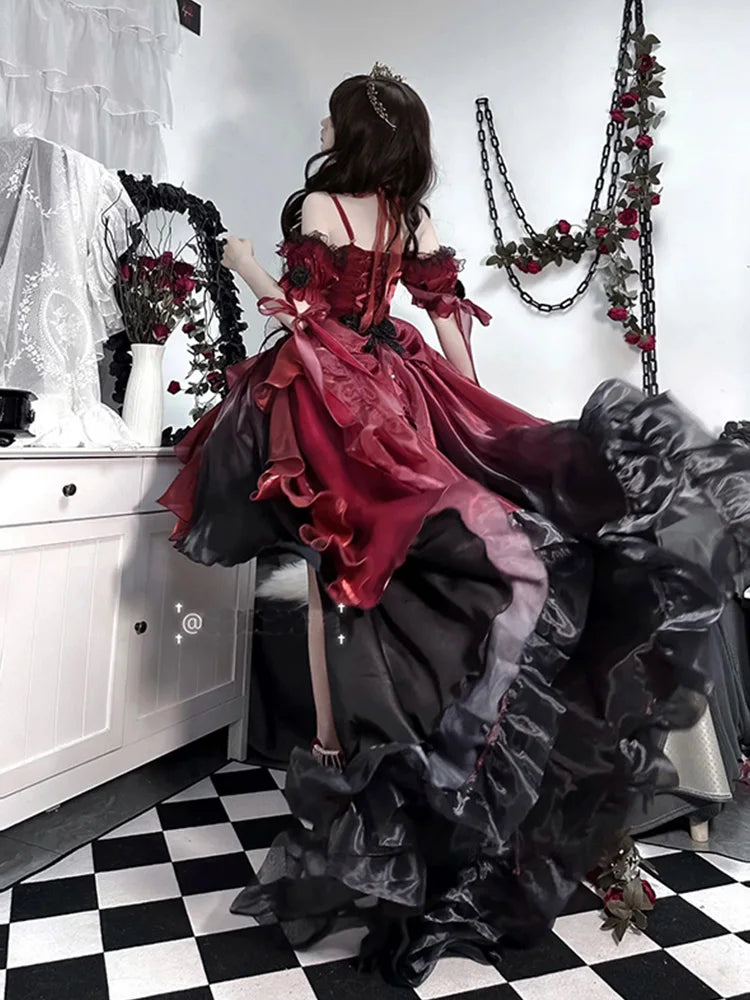 Dark Bride Lolita-Kleid mit Blumenmuster