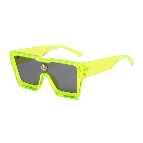 Oversized Crystal Frame Squared Sunglasses