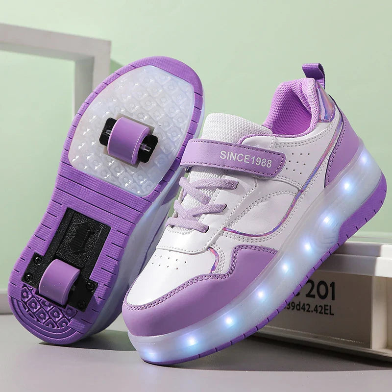 Lindas zapatillas con ruedas LED en colores pastel