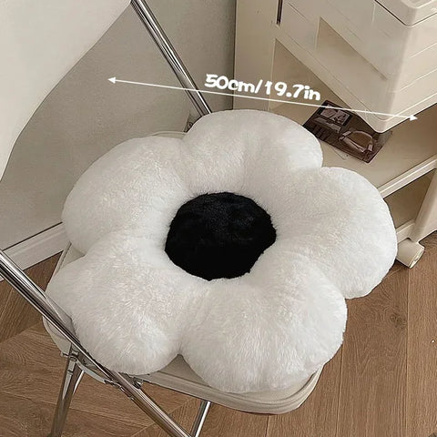 Cute Black & White Flower Soft Pillow