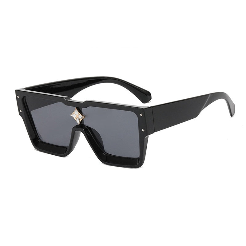 Oversized Crystal Frame Squared Sunglasses