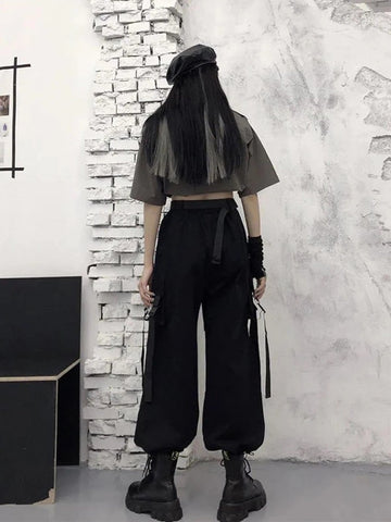 Koreanische Techwear-Cargohose mit Kette