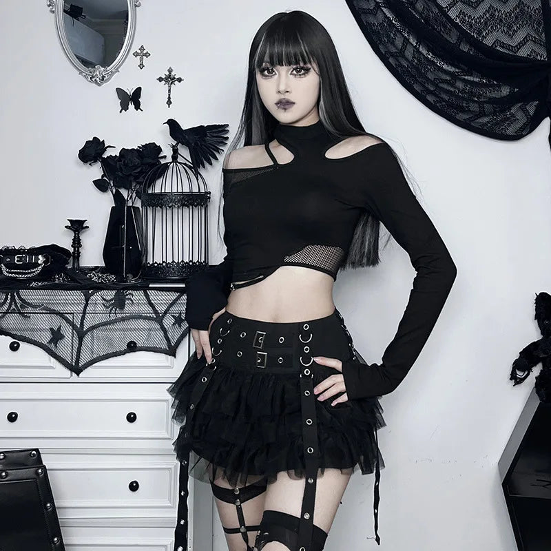 Goth Pleated Mini Skirt