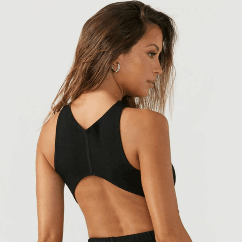 Top de yoga acolchado con cuello en V para mujer