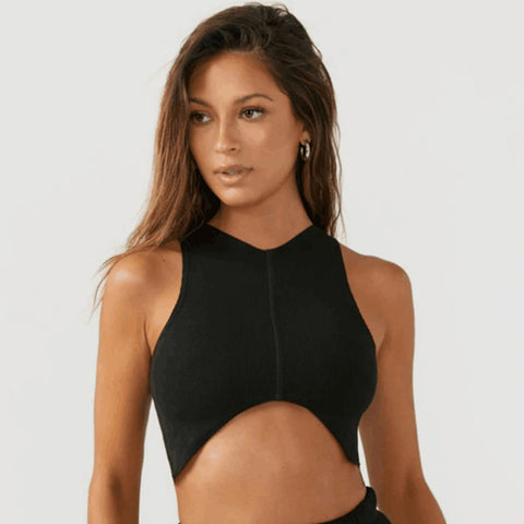 Top de yoga acolchado con cuello en V para mujer